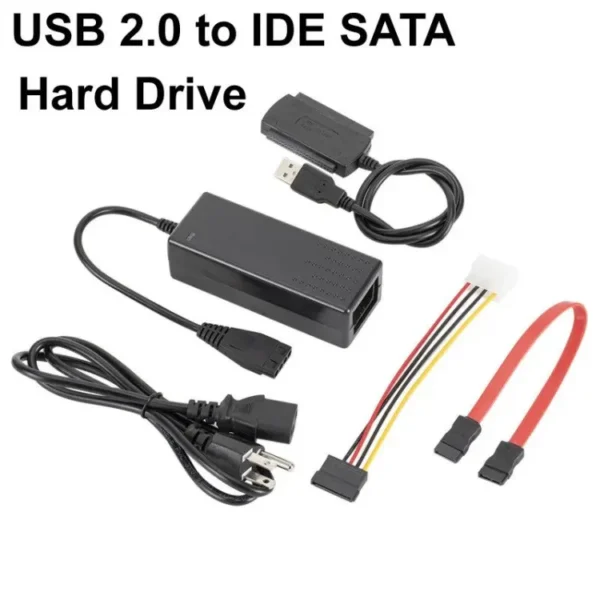 USB 2.0 to IDE SATA S-ATA 2.5 3.5 Inch HD HDD Hard Drive Adapter Converter 4 Pin Power Cable CD CD-RW ROM 12V 2A AC POWER