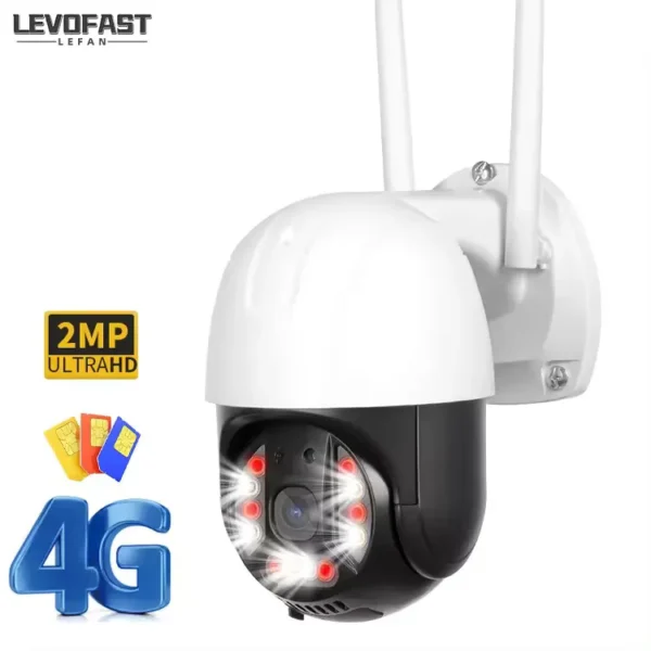 Wireless outdoor security camera with 4G SIM, infrared, PIR motion detection, HD night vision, 2MP resolution, 10x zoom