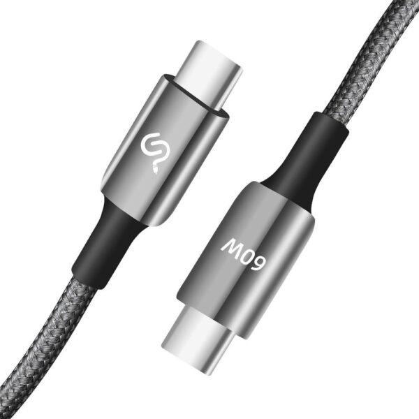 Type-C to Type-C cable Tranyoo cable 60W fast charging support Durable braided wire USB-C to USB-C cable Fast charging USB-C cable Braided USB-C cable High-speed Type-C cable Reversible Type-C connector Heavy-duty USB-C cable